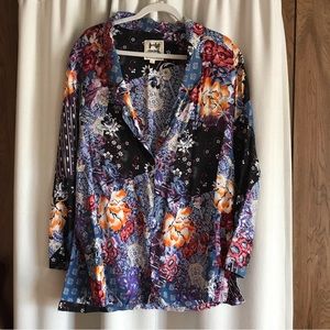 Jaase floral single button blazer kimono